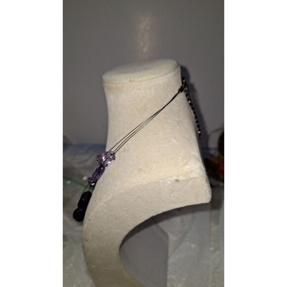 Acylic Women's Layered Necklace Purple Beaded Boho Elegant Evening Cocktail - Picture 5 of 8